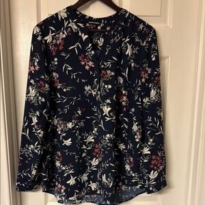 Hilary Radley Floral Navy Blouse